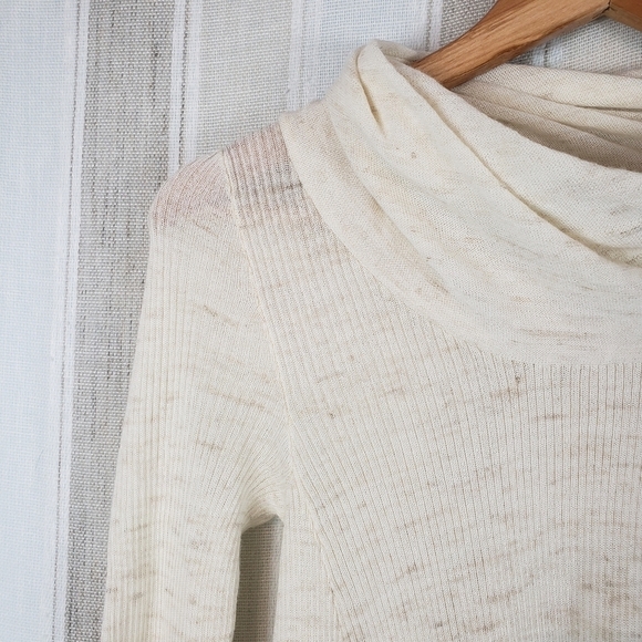 Anthropologie Sleeping on Snow Turtleneck Wool Linen Sweater Cream Size Small - Picture 2 of 8